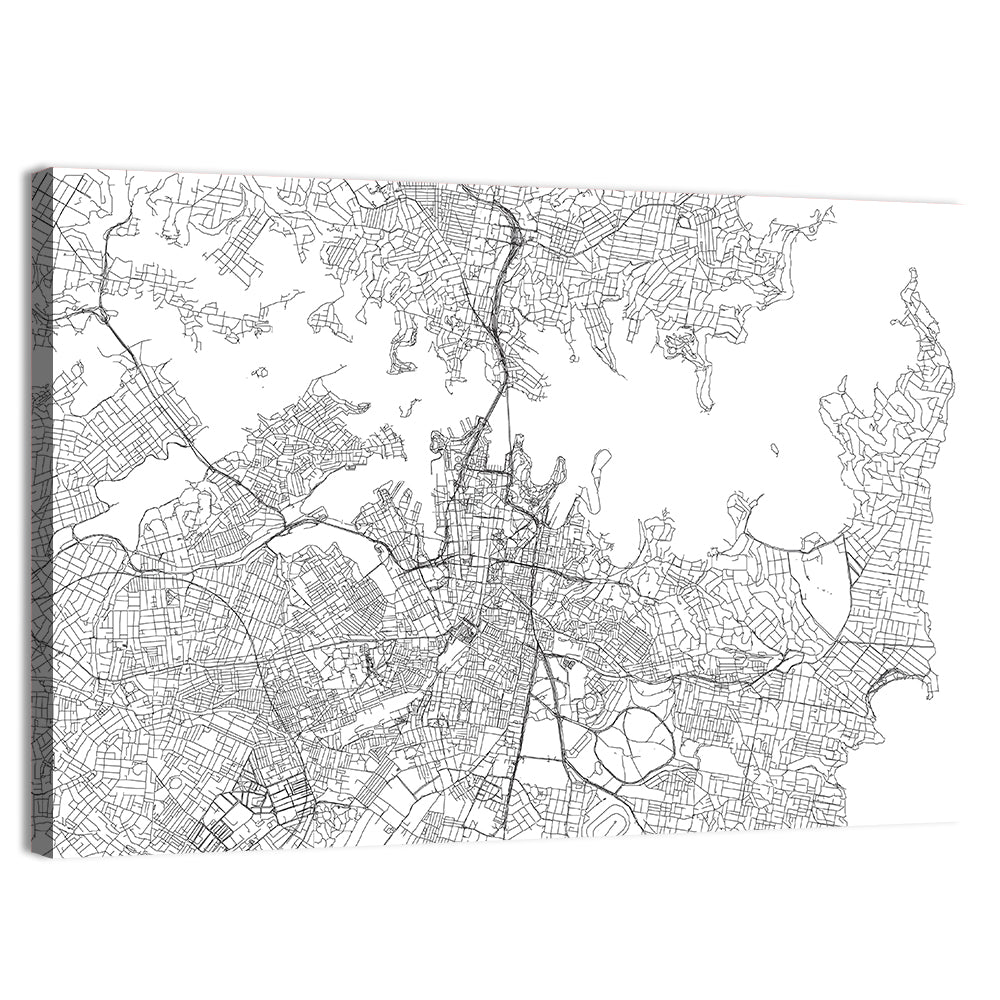 Sydney Harbour City Map Wall Art, canvas print, landscape