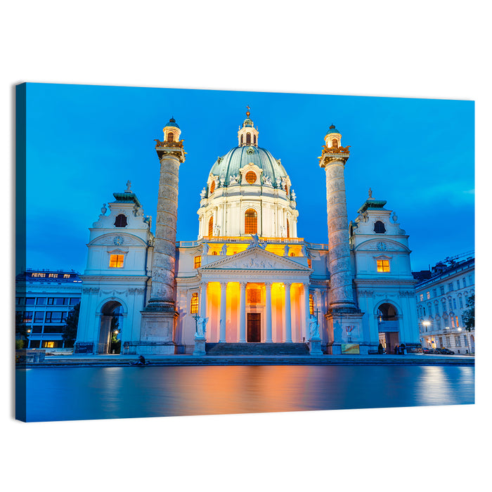 Karlskirche at Dusk Wall Art as a canvas print