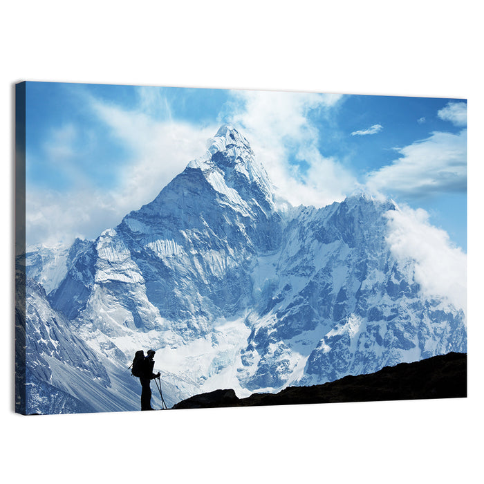 Himalayan Climber Silhouette Wall Art as a canvas print