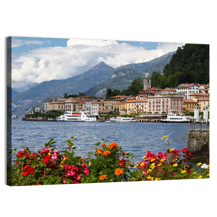 Bellagio Floral Shore Lake Como Wall Art as a canvas print
