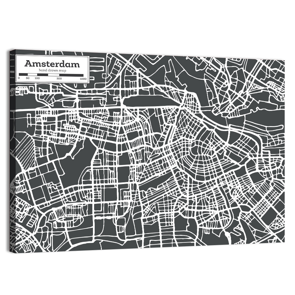 Amsterdam Canal Map Wall Art
