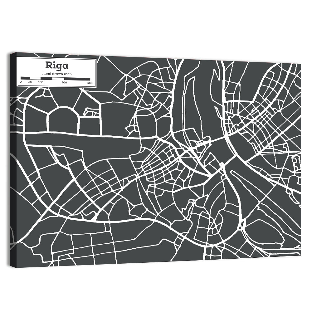 Riga Aerial Map Wall Art