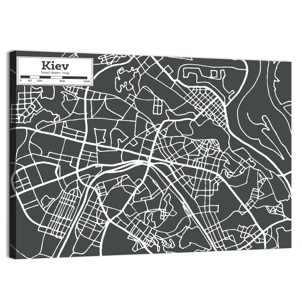 Kiev Street Grid Map Wall Art