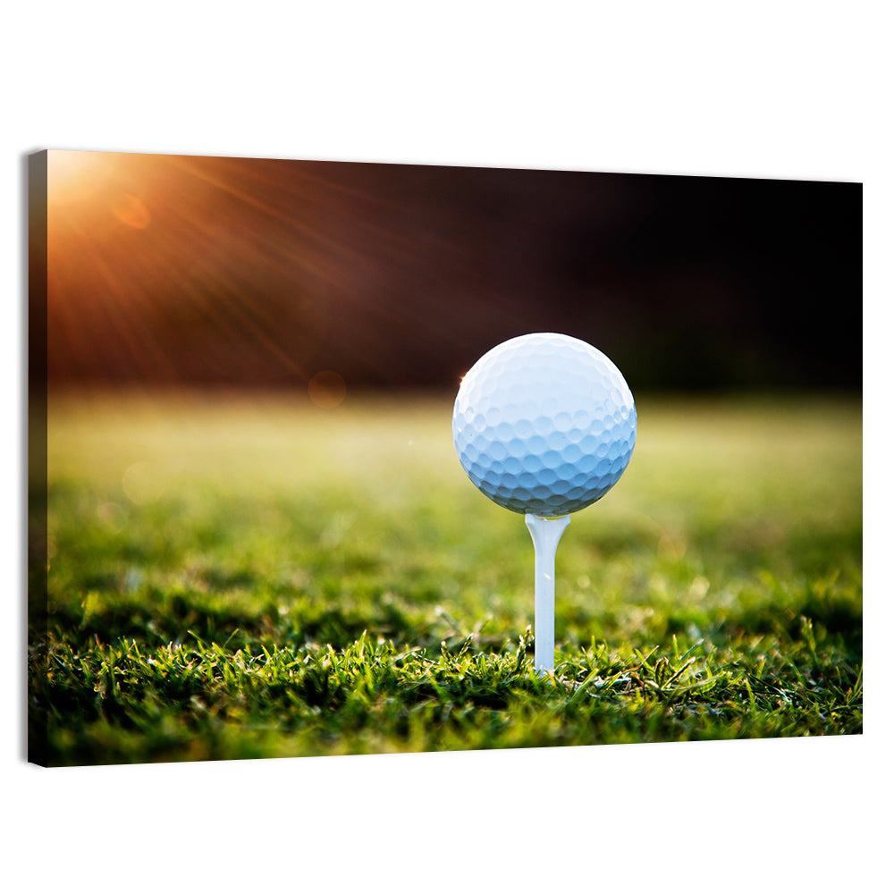 Golf Ball on Tee at Sunset Wall Art