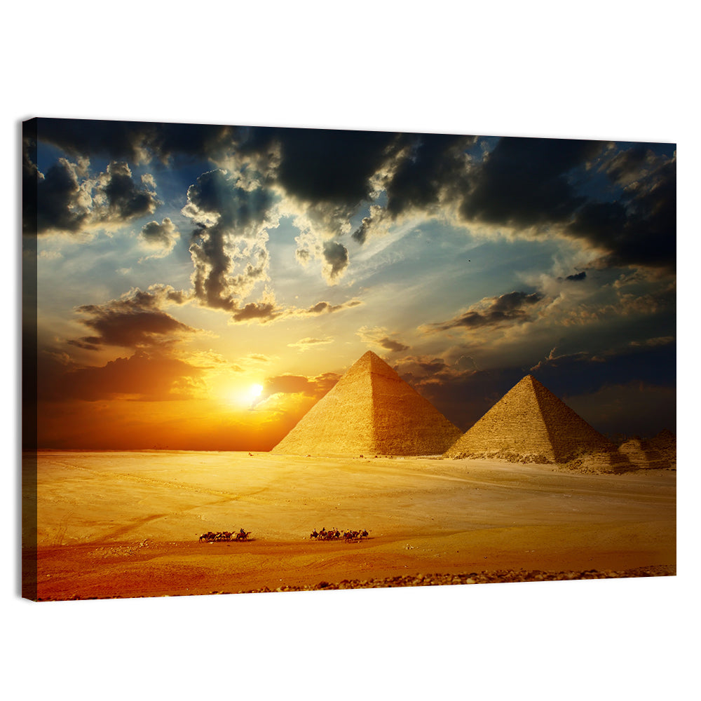 Great Pyramids of Giza at Dusk Wall Art
