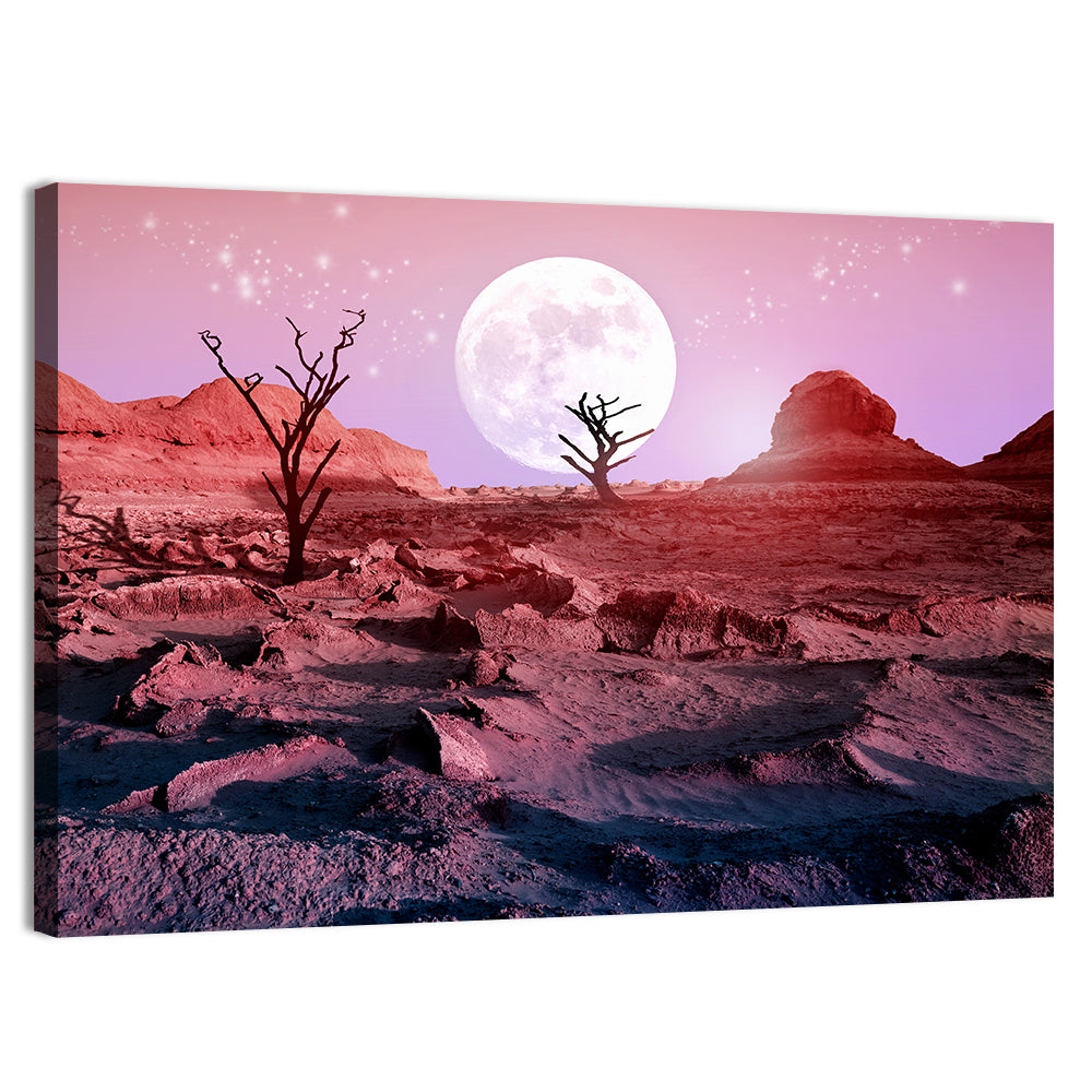Desert Moon with Silhouetted Trees Wall Art