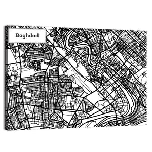 Baghdad City Map Wall Art
