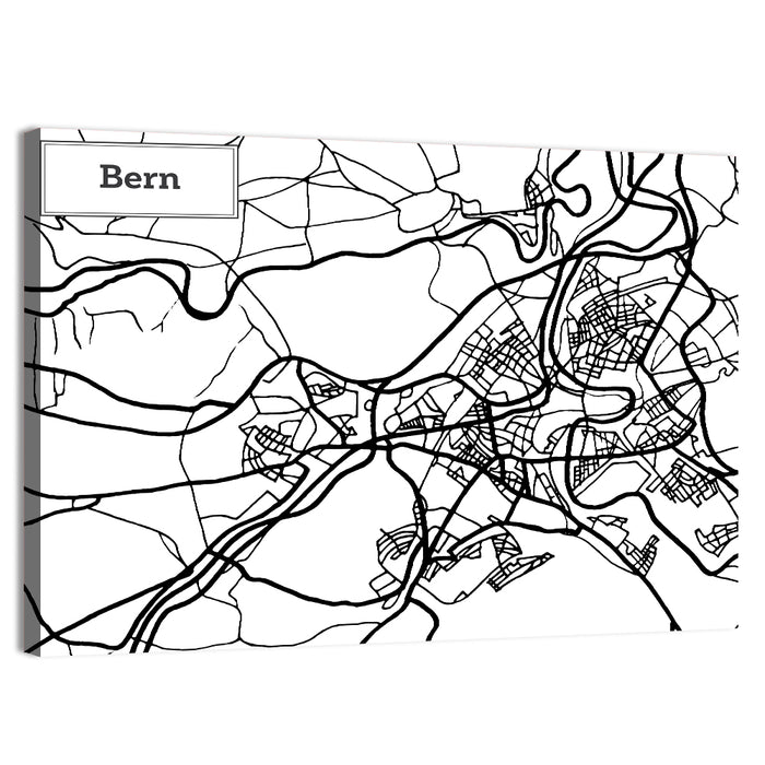 Bern City Map Wall Art as a canvas print