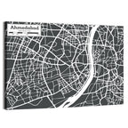 Ahmedabad Aerial Map, Minimalist Gray Wall Art