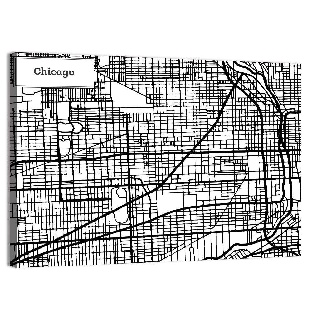 Chicago Street Grid Map Wall Art, canvas print, landscape