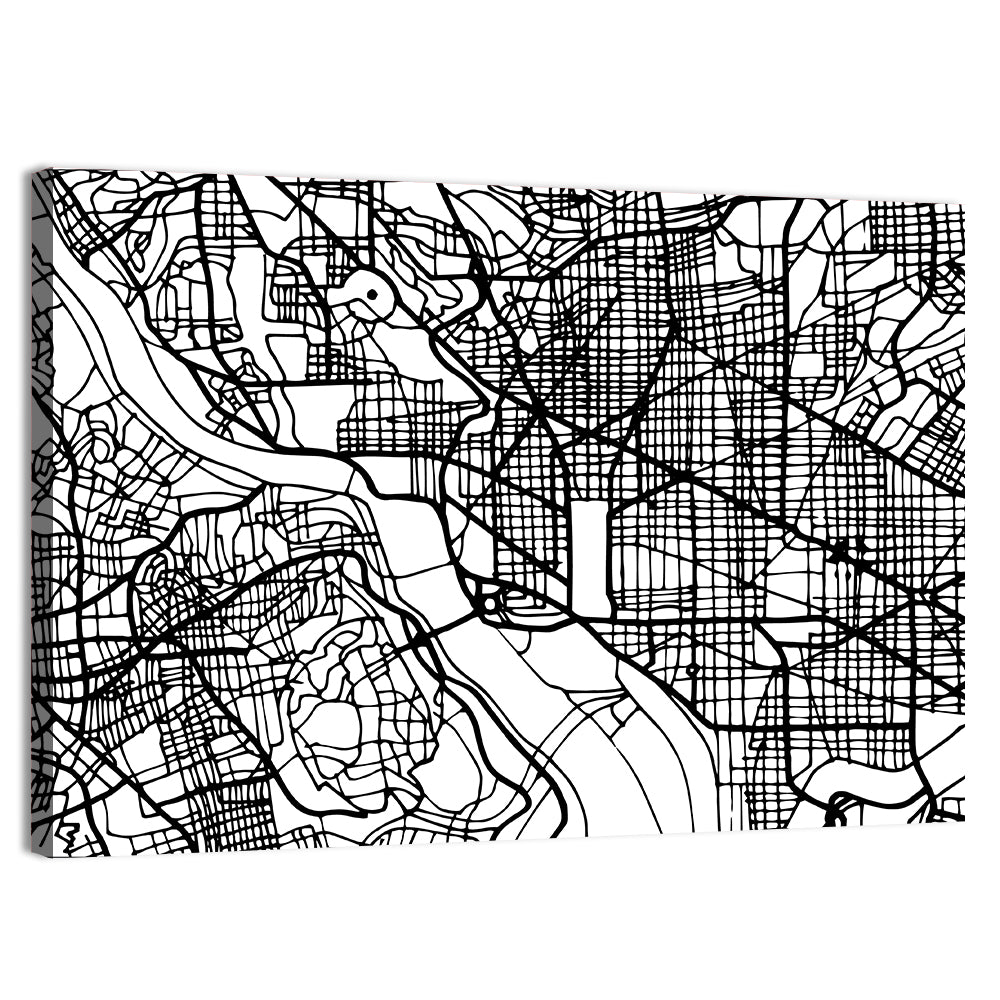 Washington Dc Street Grid Map Wall Art, canvas print, landscape