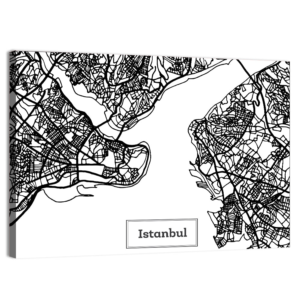 Istanbul Bosphorus Map Wall Art, canvas print, landscape