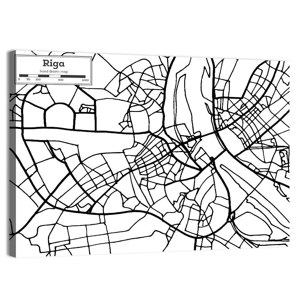Riga City Map Wall Art