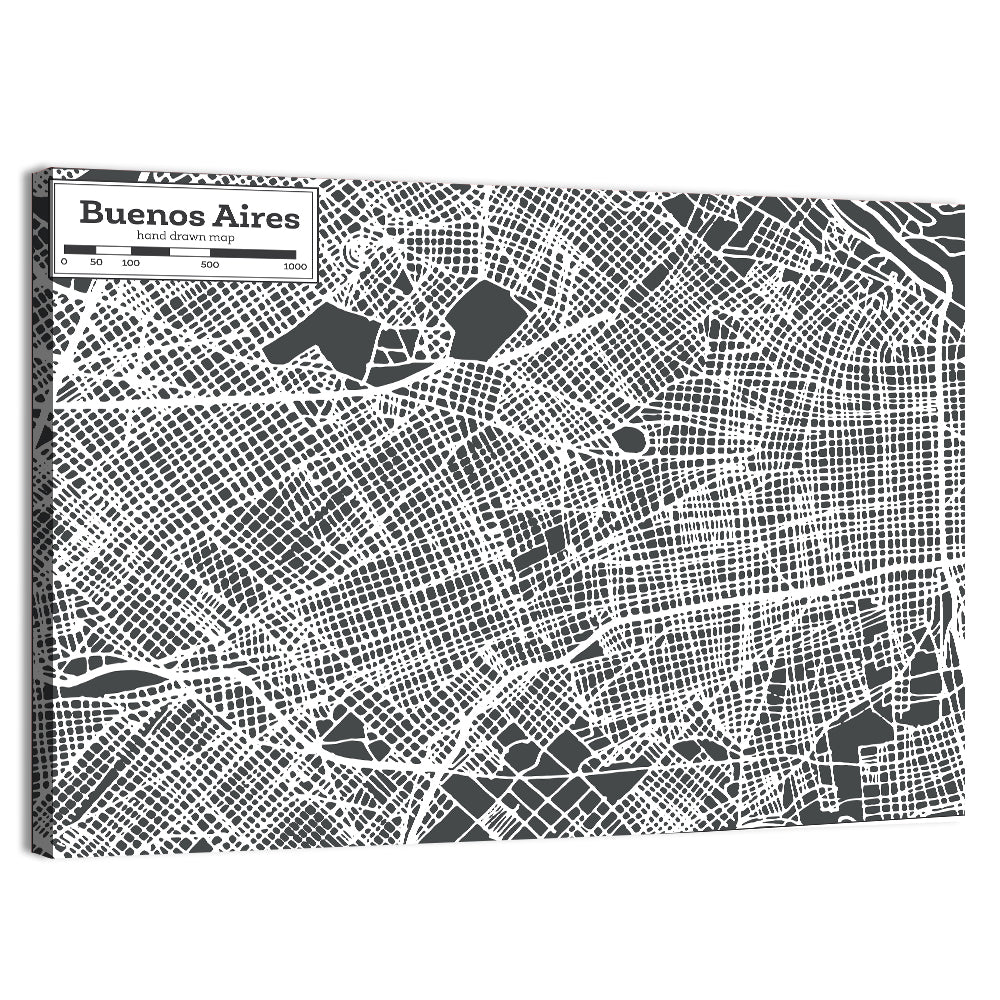 Buenos Aires Street Grid Map Wall Art