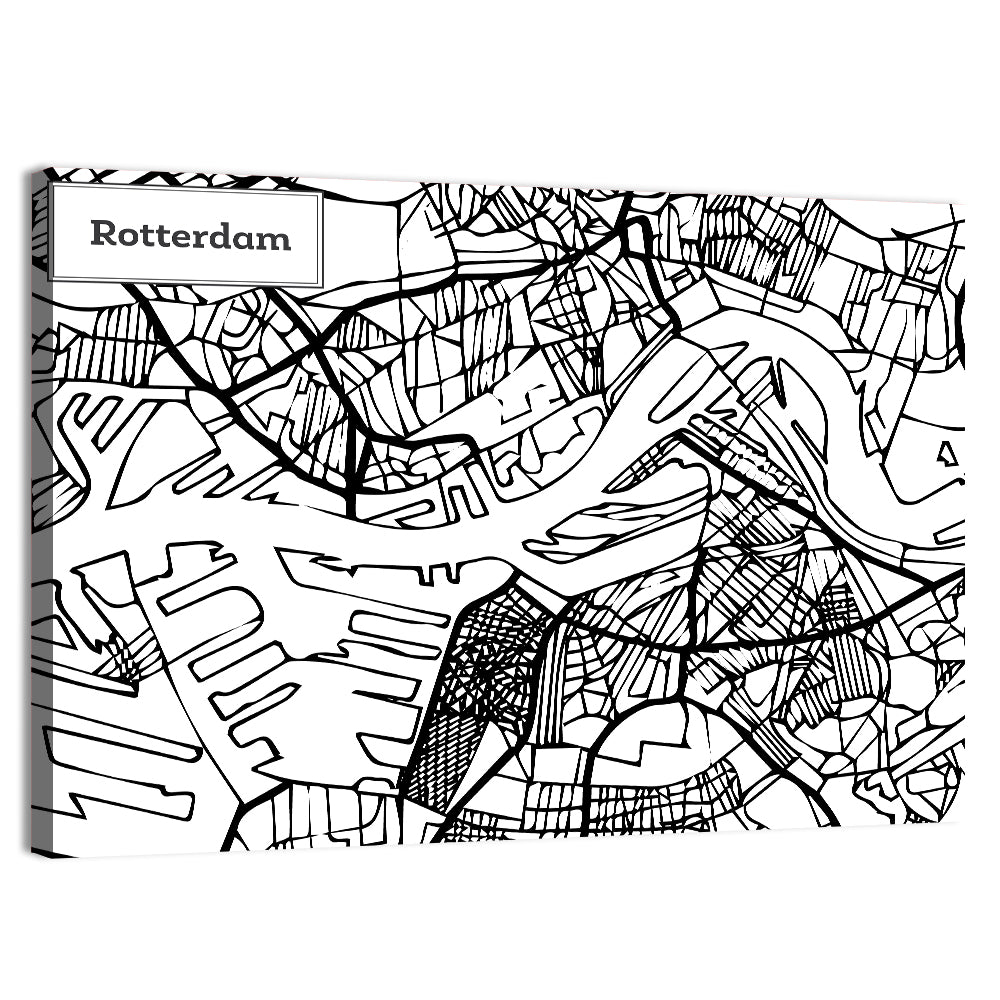 Rotterdam City Map Wall Art, canvas print, landscape