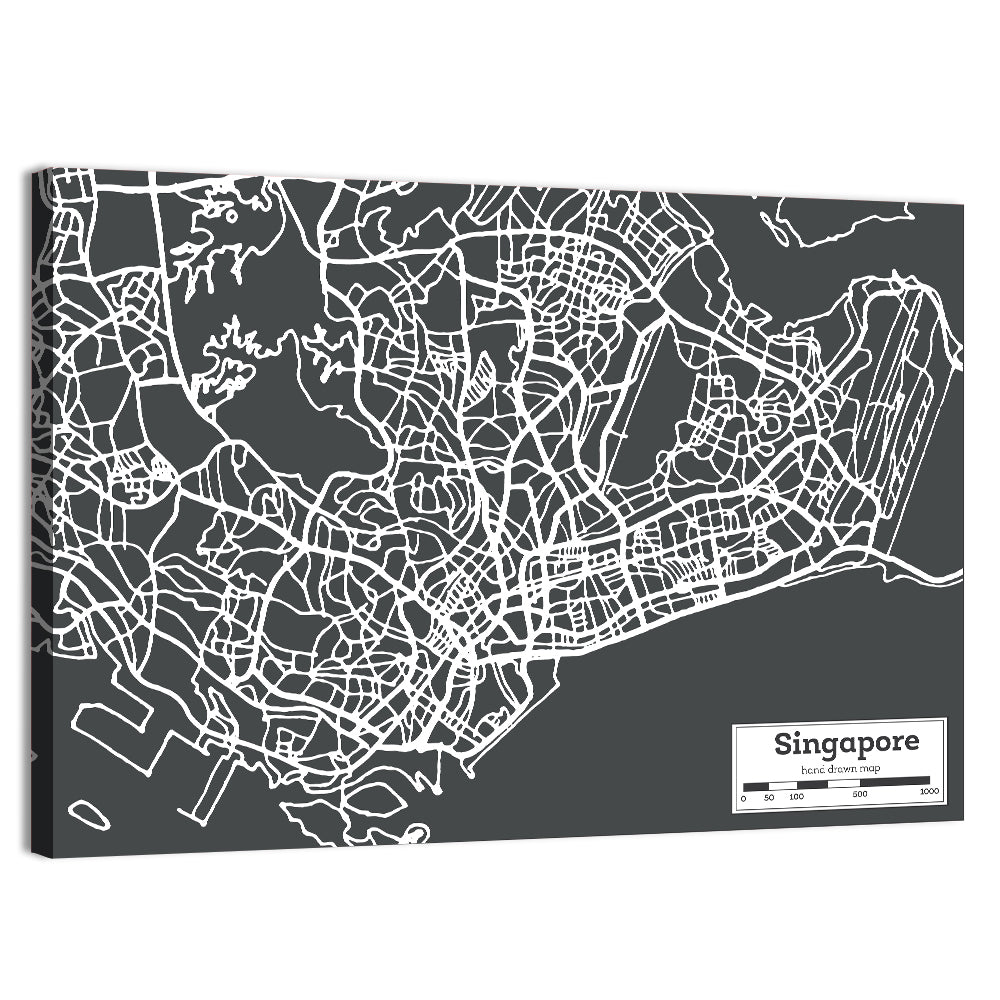 Singapore Minimal City Map Wall Art