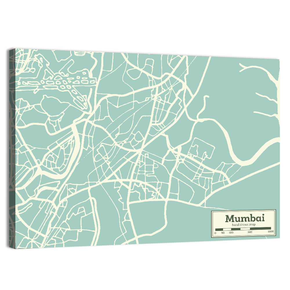Mumbai Minimalist City Map Wall Art