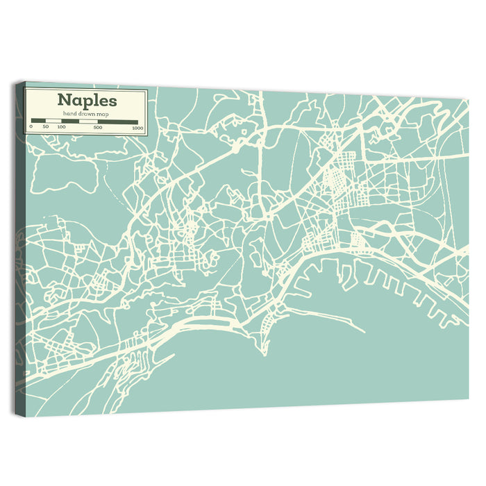 Naples Coastal Map Wall Art as a canvas print