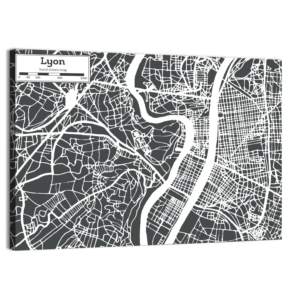 Lyon Aerial City Map Wall Art