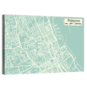 Palermo City Map Wall Art