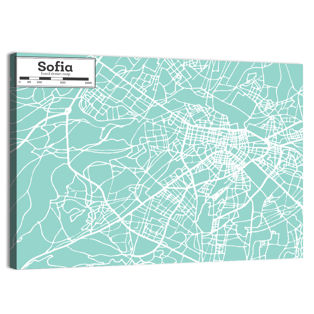 Sofia Teal City Map Wall Art