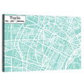 Turin Teal City Map Wall Art