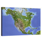 North America Topographic Map Wall Art