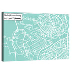 Saint Petersburg Teal City Map Wall Art