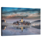 Lake Bled Misty Sunset Wall Art