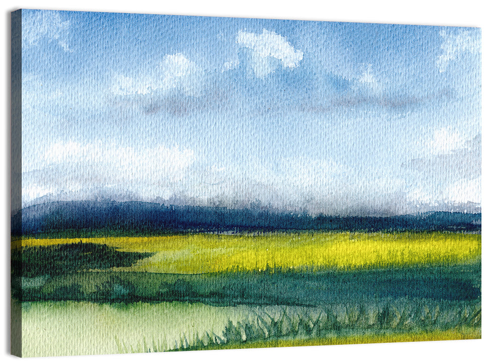 Summer Meadow Watercolor Wall Art, canvas print, landscape