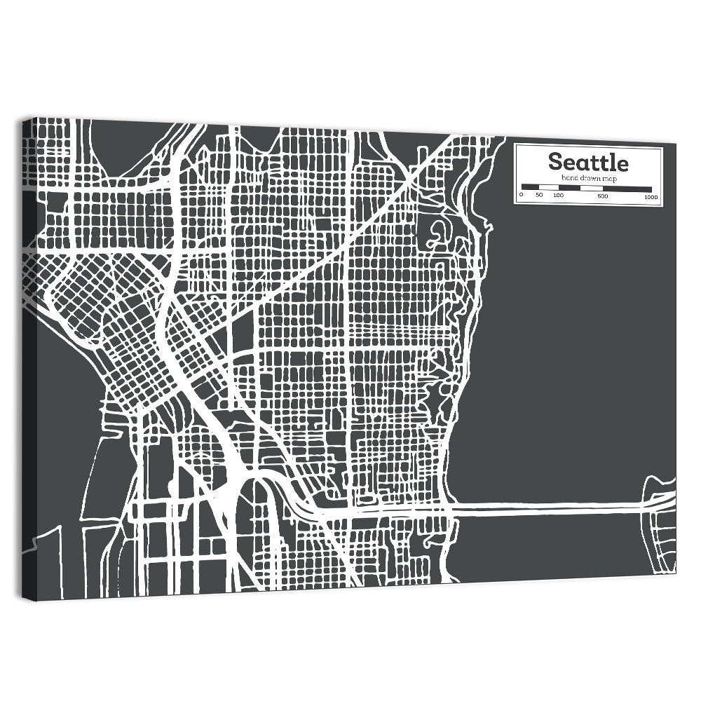 Seattle Urban Grid Map Wall Art