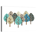 Blue Autumn Patterned Trees Wall Art