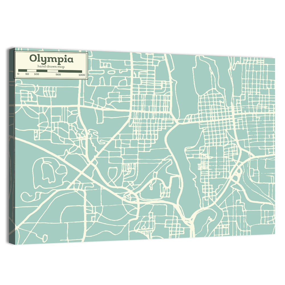 Olympia Street Network Map Wall Art