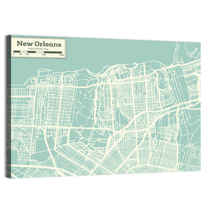 New Orleans City Map Wall Art