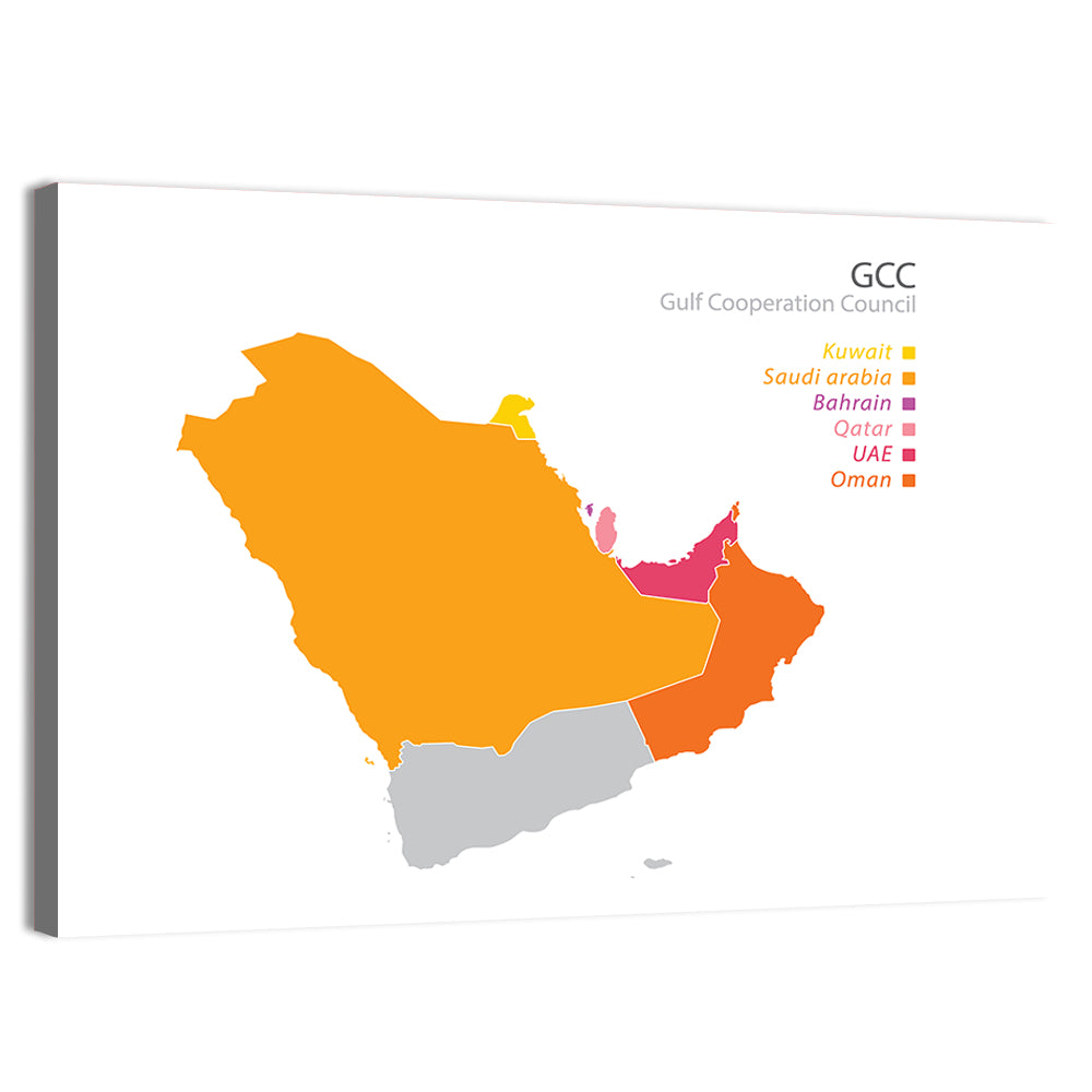 Gcc Countries Map Wall Art
