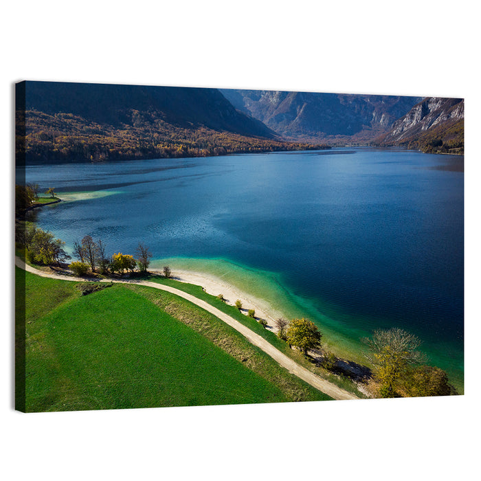 Bohinj Lake Shoreline Wall Art as a canvas print