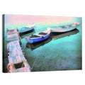 Two Boats by a Wooden Dock Wall Art