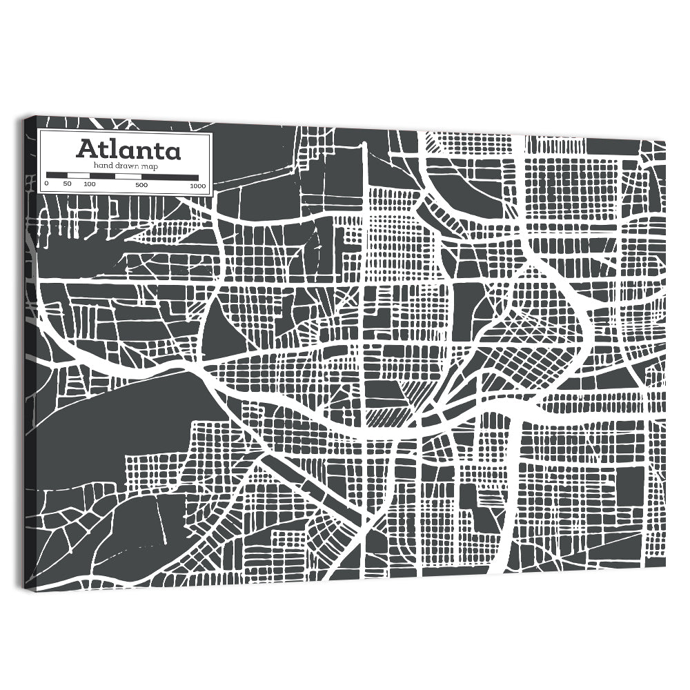 Atlanta Street Grid Map Wall Art, canvas print, landscape