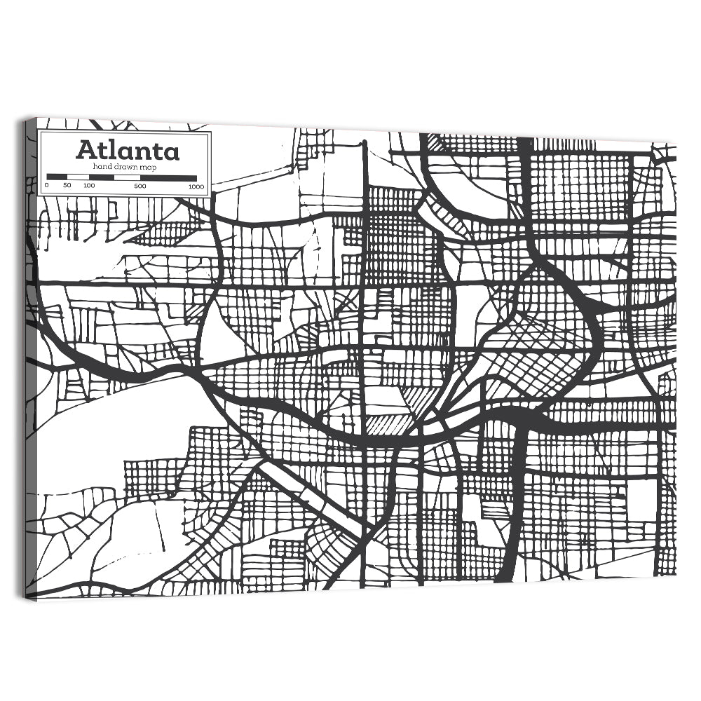 Atlanta Hand-drawn City Map Wall Art