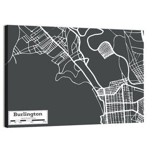 Burlington Vermont City Map Wall Art