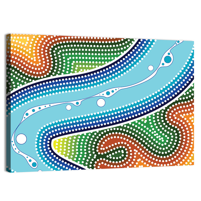 Aboriginal River Dot Wall Art as a canvas print