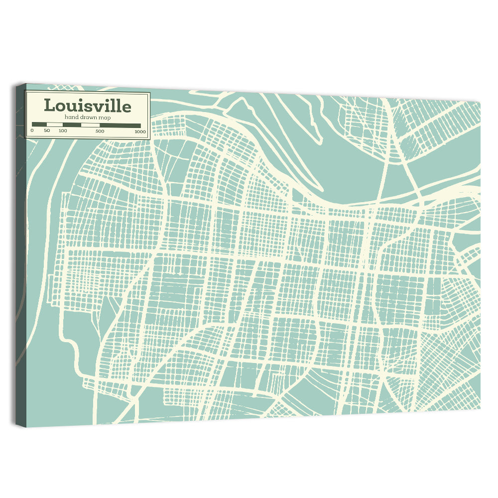 Louisville Kentucky Minimalist City Map Wall Art