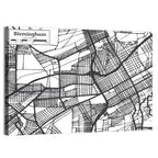 Birmingham Black and White City Map Wall Art