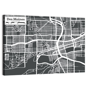 Des Moines City Map Wall Art