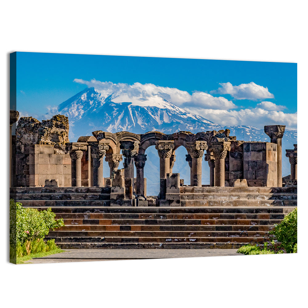 Zvartnots Cathedral Ruins Wall Art, canvas print, landscape