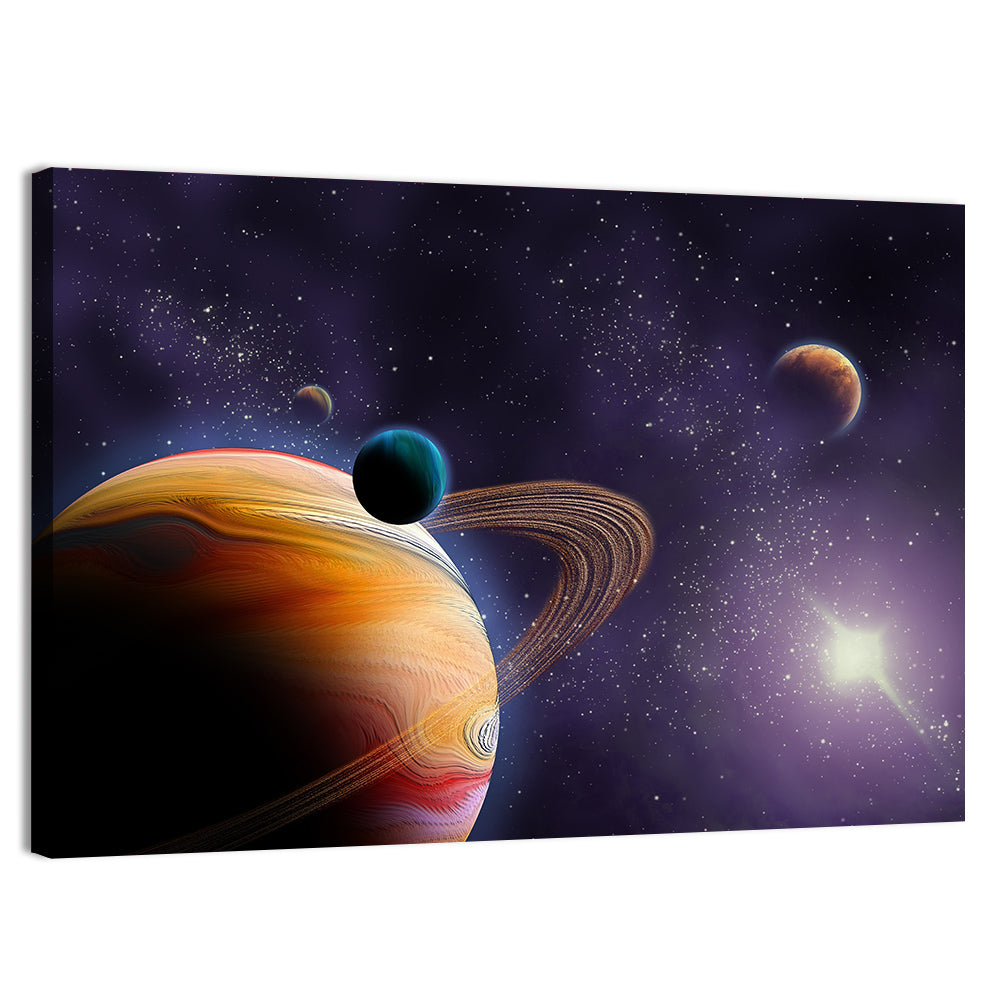 Ringed Planet in Deep Space Wall Art