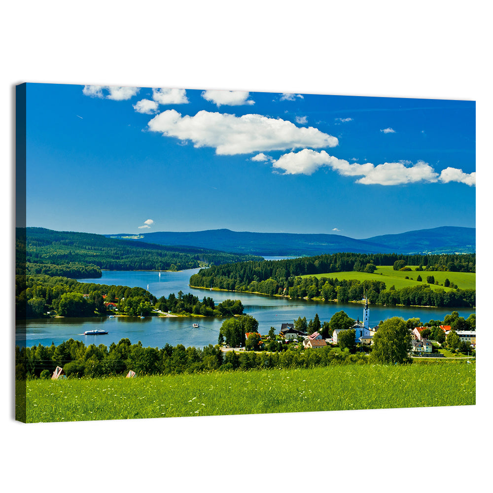 Frymburk Village Near Lipno Lake Wall Art, canvas print, landscape