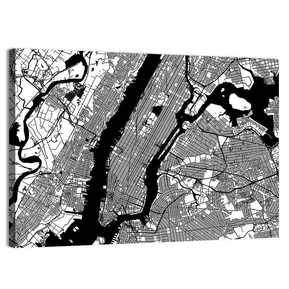 Minimalist Manhattan Map Wall Art, canvas print, landscape