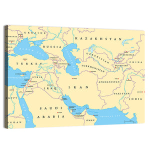 Southwest Asia Political Map Wall Art