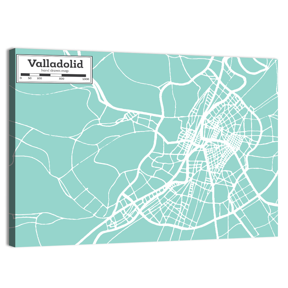 Valladolid Street Grid Map Wall Art